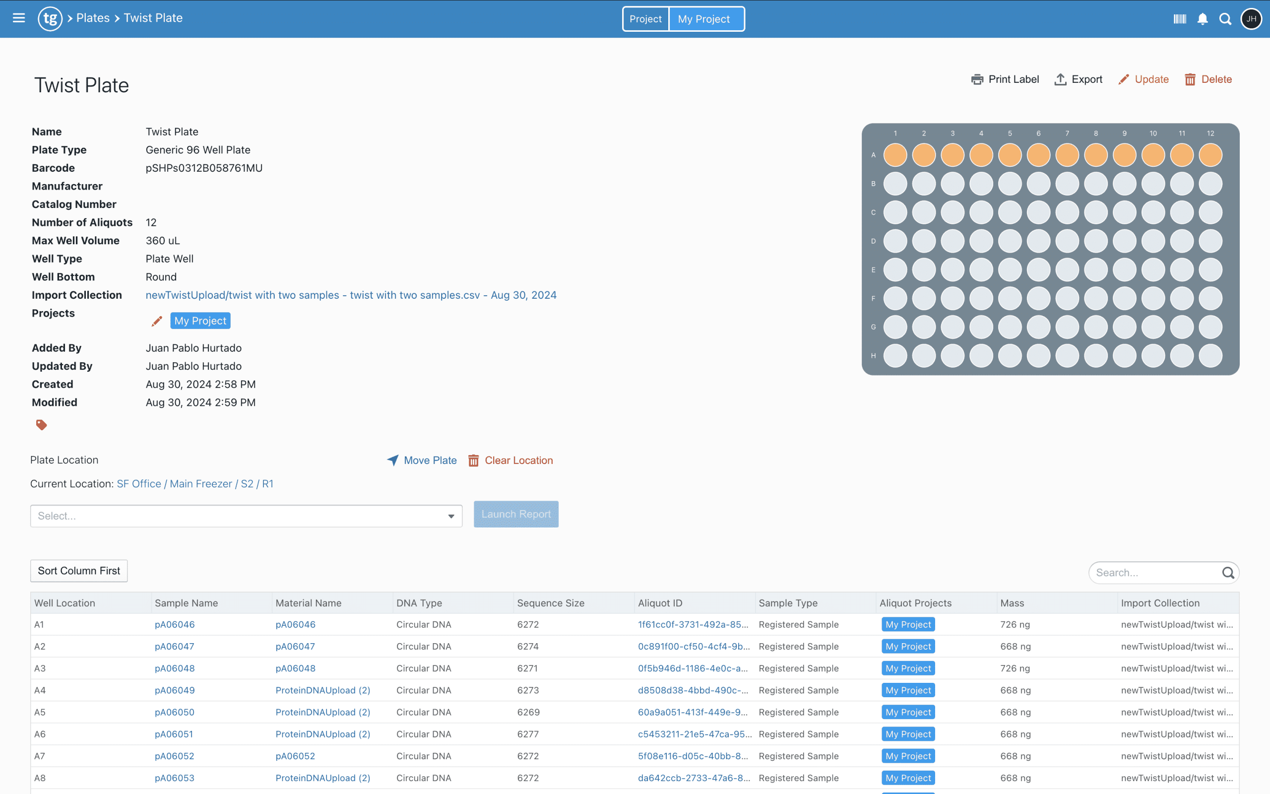 Inventory and plate management view
